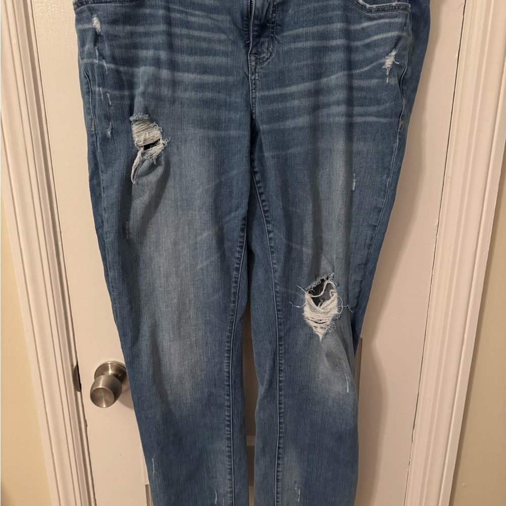 Torrid Blue Boyfriend Jeans with Distressed Details
